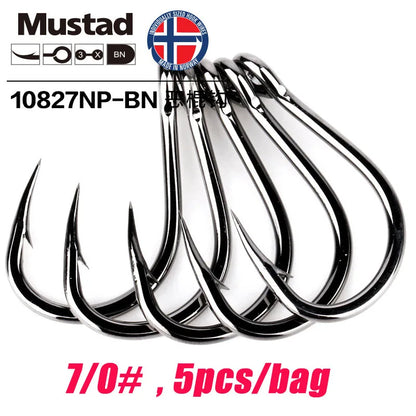 Mustad Norway Sea Fishing Hooks – Super Strong Big Circle Hooks, Sizes 1#-12/0# 10827NP-BN