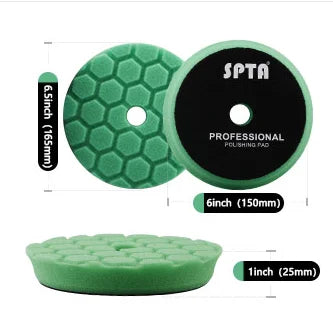 SPTA 5Pcs Car Sponge Wool Polishing Pads Set – 3", 5", 6" for DA/RO/GA Buffer Polisher, Buffing & Waxing