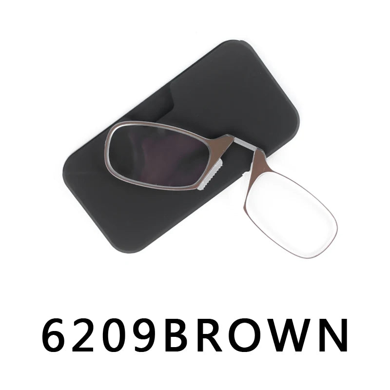 Men’s Nose Clip Reading Glasses – High-Quality Portable Transparent Eyewear for Seniors with Case