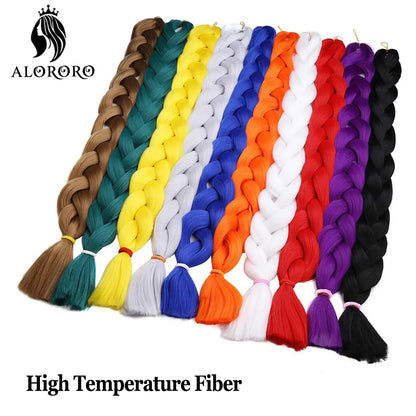 82-Inch Synthetic Braiding Hair Extensions – Jumbo Crochet Box Twist Braids in Green, Red, Pink & Yellow, Pure Color Wholesale