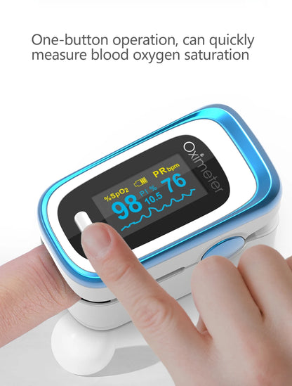 KIUZOU Finger Pulse Oximeter – SPO2, PR, PI, RR Blood Oxygen Monitor with OLED Display