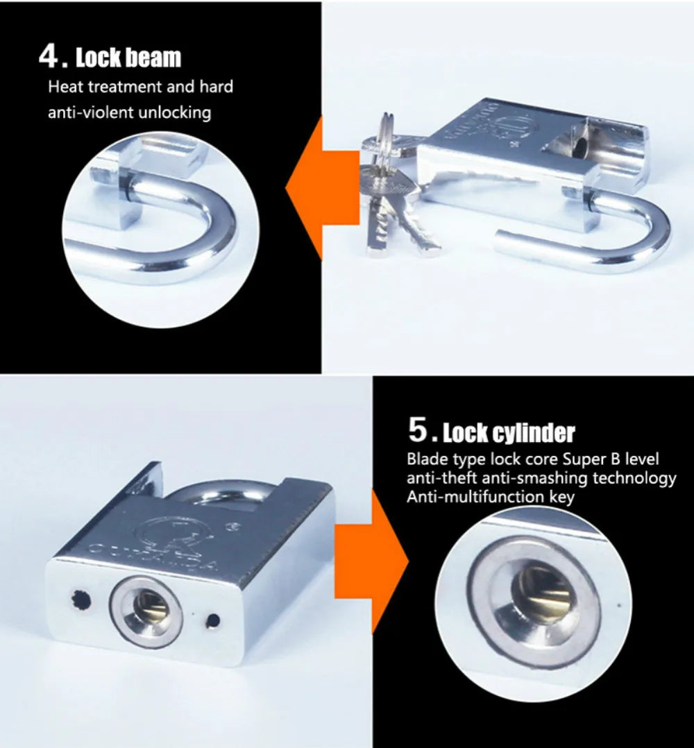 Keyed Padlock – Waterproof & Antirust Multifunctional Anti-Theft Lock, Pry Door & Window Security Lock