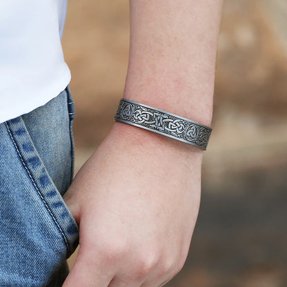 Skyrim Viking Talisman Bracelet – Tree of Life, Luck Knot Runes, Magnetic Cuff Bangle, Adjustable Unisex Jewelry