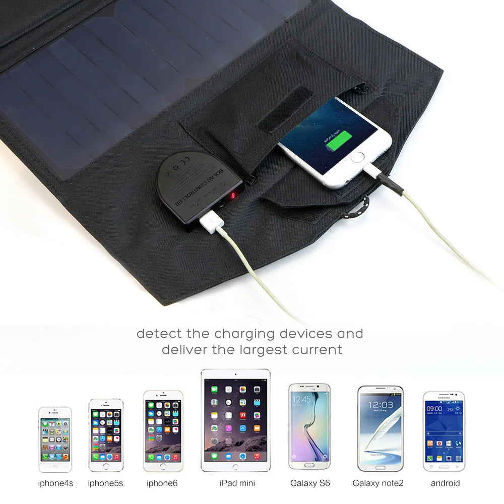 ALLPOWERS 21W Flexible Solar Panel - Foldable, High Efficiency 5V/18V Solar Battery Charger for iPhone & Travel