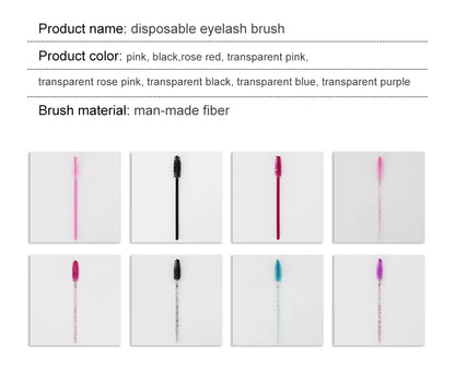 ANNAFRIS 50pcs Disposable Eyelash & Eyebrow Brushes — Soft Crystal Lash Extension Mascara Wands Makeup Tools