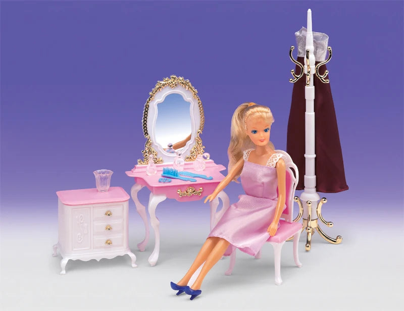 Princess Bathroom Furniture Set for Barbie Dollhouse – 30cm Accessories with Shower & Toilet