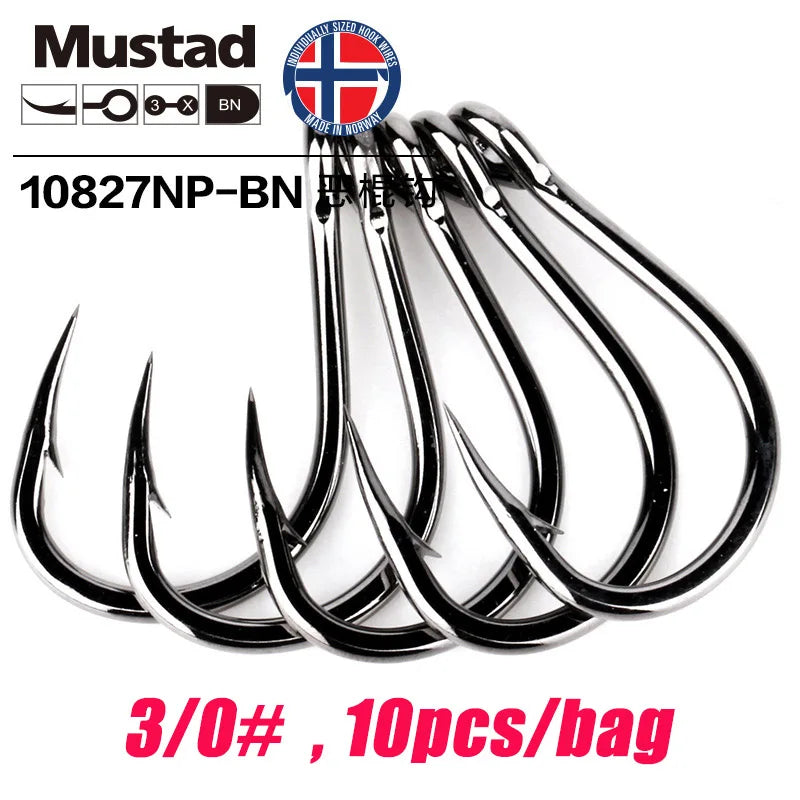 Mustad Norway Sea Fishing Hooks – Super Strong Big Circle Hooks, Sizes 1#-12/0# 10827NP-BN
