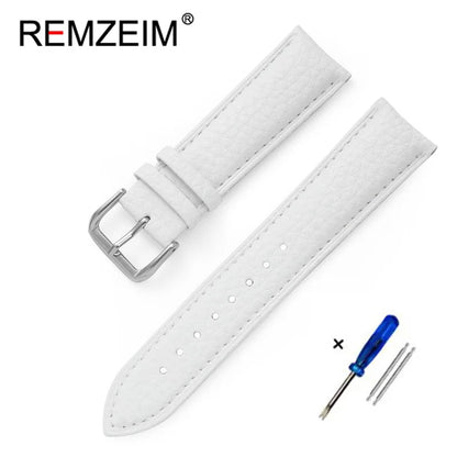 Genuine Calfskin Leather Watch Strap – Men's & Women's Band Accessories, 12mm-22mm, Green, Blue, Red