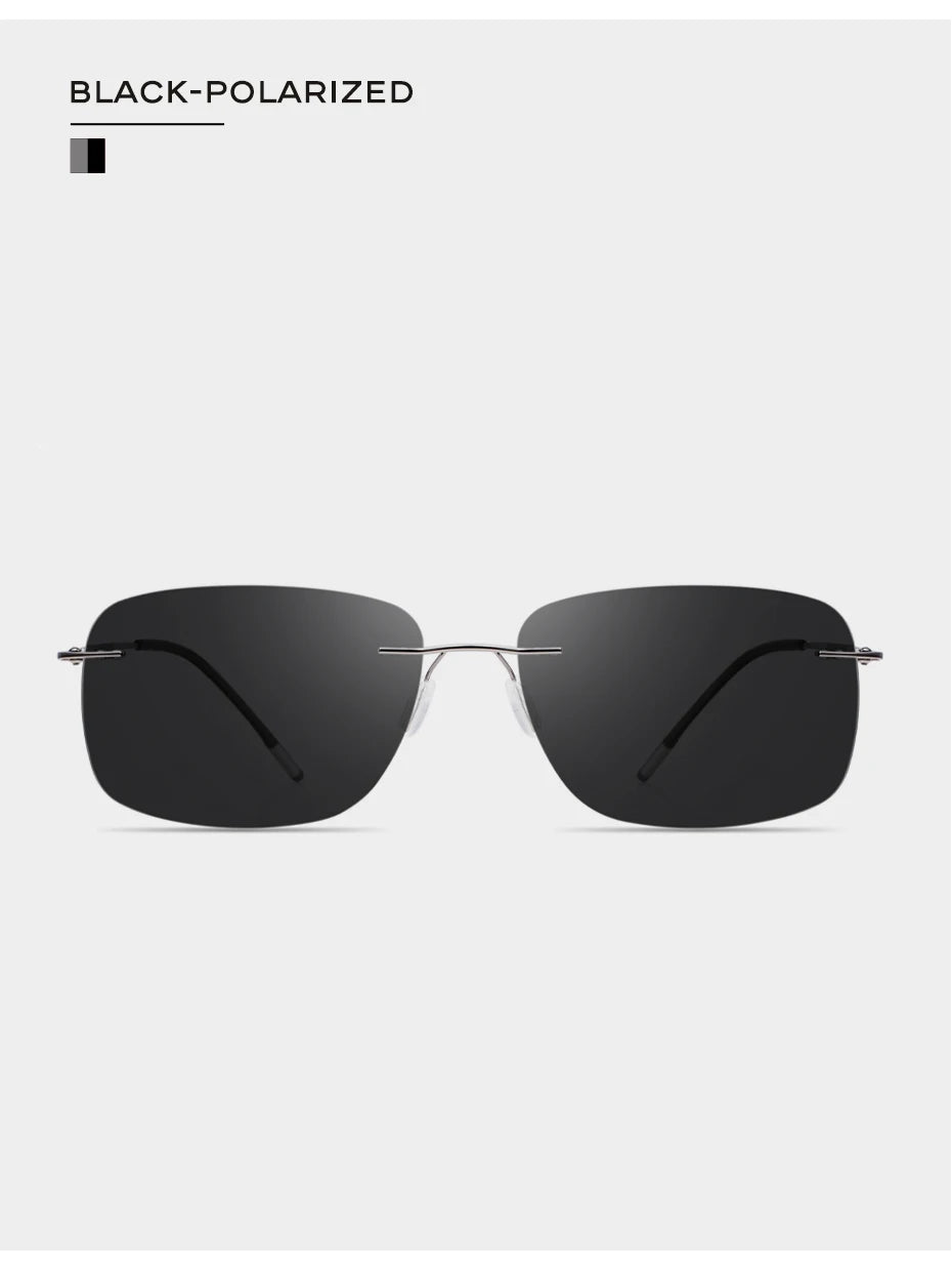 CAPONI Square Photochromic Polarized Sunglasses for Men - Rimless, Classic Design, UV400 Protection Eyewear (BS7467)