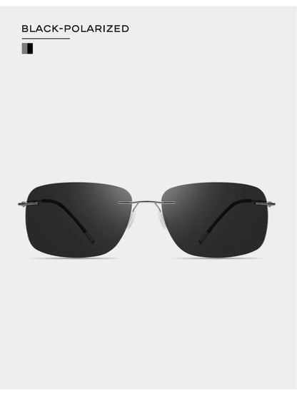 CAPONI Square Photochromic Polarized Sunglasses for Men - Rimless, Classic Design, UV400 Protection Eyewear (BS7467)
