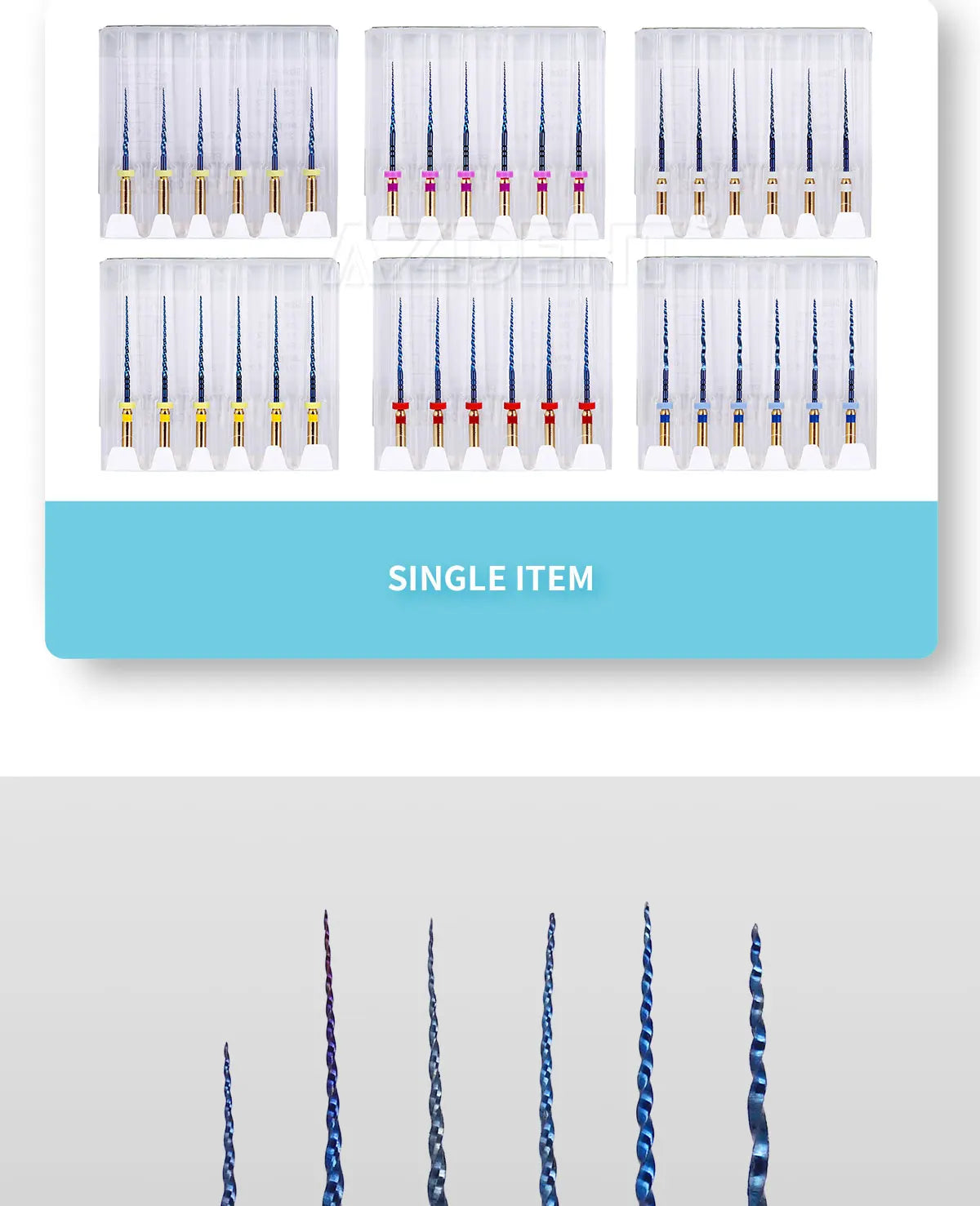 Azdent 6pcs/Pack 25mm SX Dental Files Root Canal Use Rotary Heat Activ ...