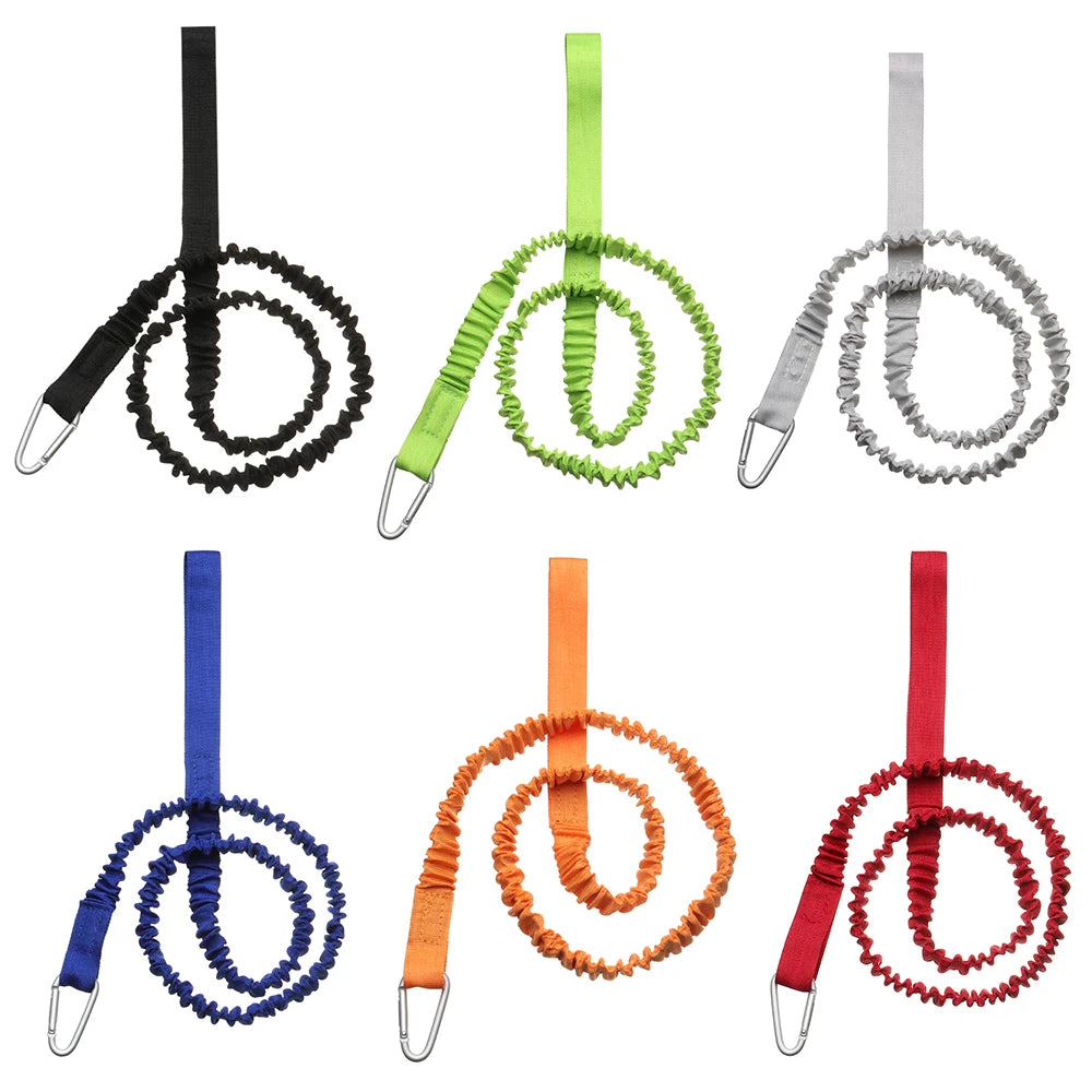 Adjustable Paddle Leash — Kayak & Surfboard Ankle Rope with Elastic Lanyard and Safety Carabiner