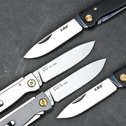 PT711/PT721 Pocket Folding Knife – 12C27 Steel EDC Survival Tool, Outdoor Camping Knife with Scissors and Liner Lock