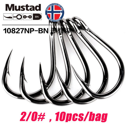 Mustad Norway Sea Fishing Hooks – Super Strong Big Circle Hooks, Sizes 1#-12/0# 10827NP-BN