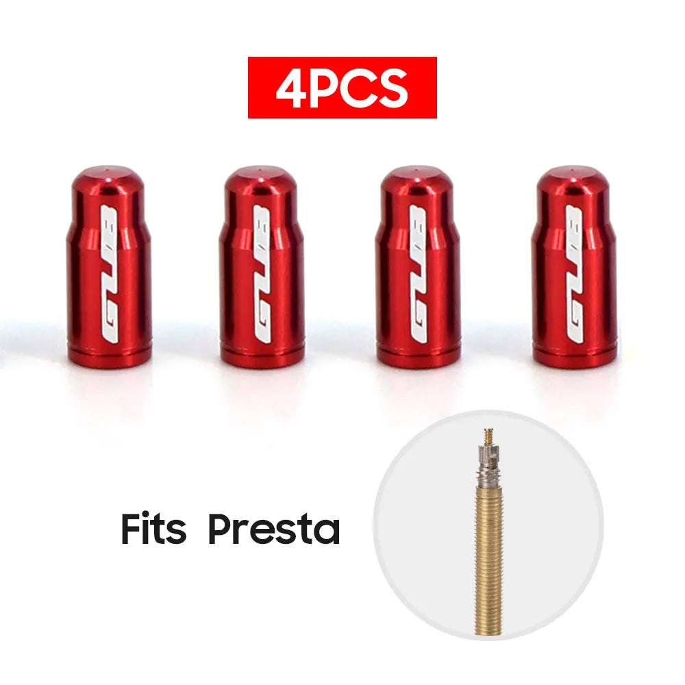 4pcs Aluminum Bike Tire Valve Caps – Ultralight MTB Road Mountain Schrader/Presta Tyre Protectors