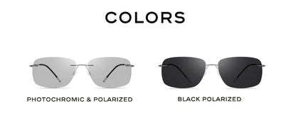 CAPONI Square Photochromic Polarized Sunglasses for Men - Rimless, Classic Design, UV400 Protection Eyewear (BS7467)