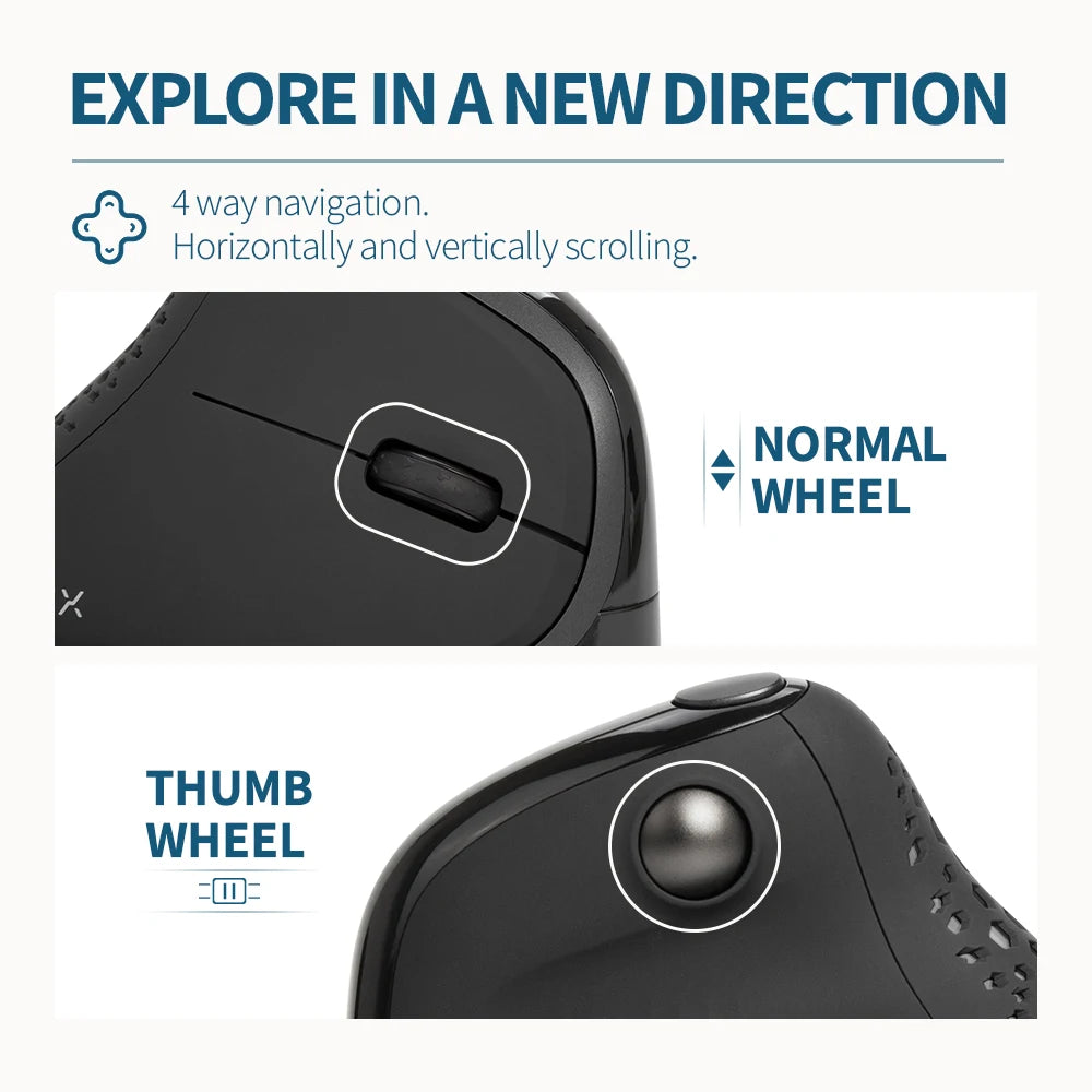 Delux M618XSD Seeker Ergonomic Vertical Mouse – OLED Screen, 4000DPI, Rechargeable 1000mA, Removable Back Cover