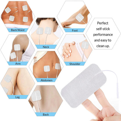 Therapeutic TENS Electrode Pads with Conductive Gel - Muscle Stimulator Massage Patches for Physiotherapy Relief & Pressure Pulse Therapy