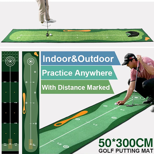 50x300cm Indoor Golf Putting Green Mat: Mini Golf Putting Training Equipment for Home or Office Use