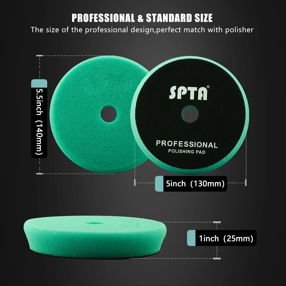 SPTA Car Buffing Polishing Pads – 3", 5", 6" T-Shape Sponge for DA/RO/GA Buffer Polisher