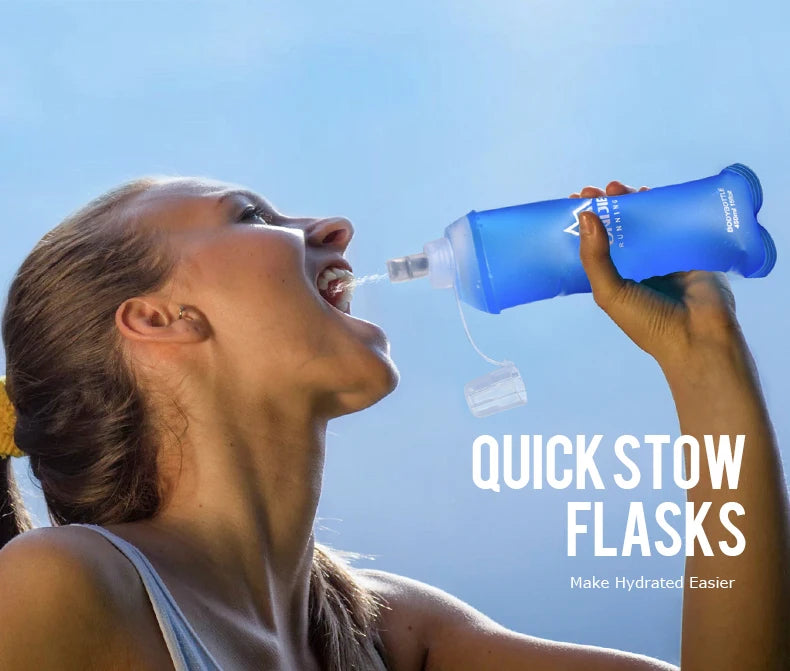 AONIJIE Soft Flask Water Bottle — 250ml/500ml Folding, Collapsible, TPU BPA-Free for Running Hydration Packs, Waist Bags & Vests (SD09/SD10)