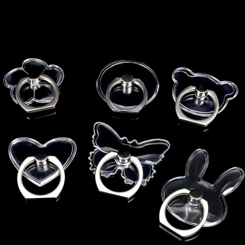 Universal Magnetic Mobile Phone Holder – Cute Finger Ring Stand, Transparent for iPhone 11, 12, XS Max