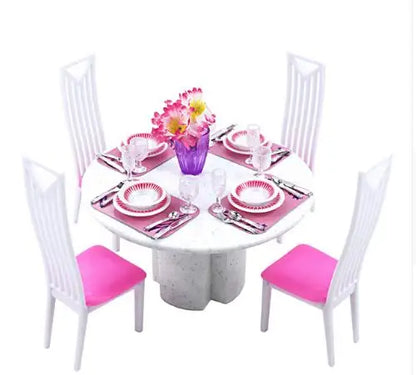 Princess Bathroom Furniture Set for Barbie Dollhouse – 30cm Accessories with Shower & Toilet