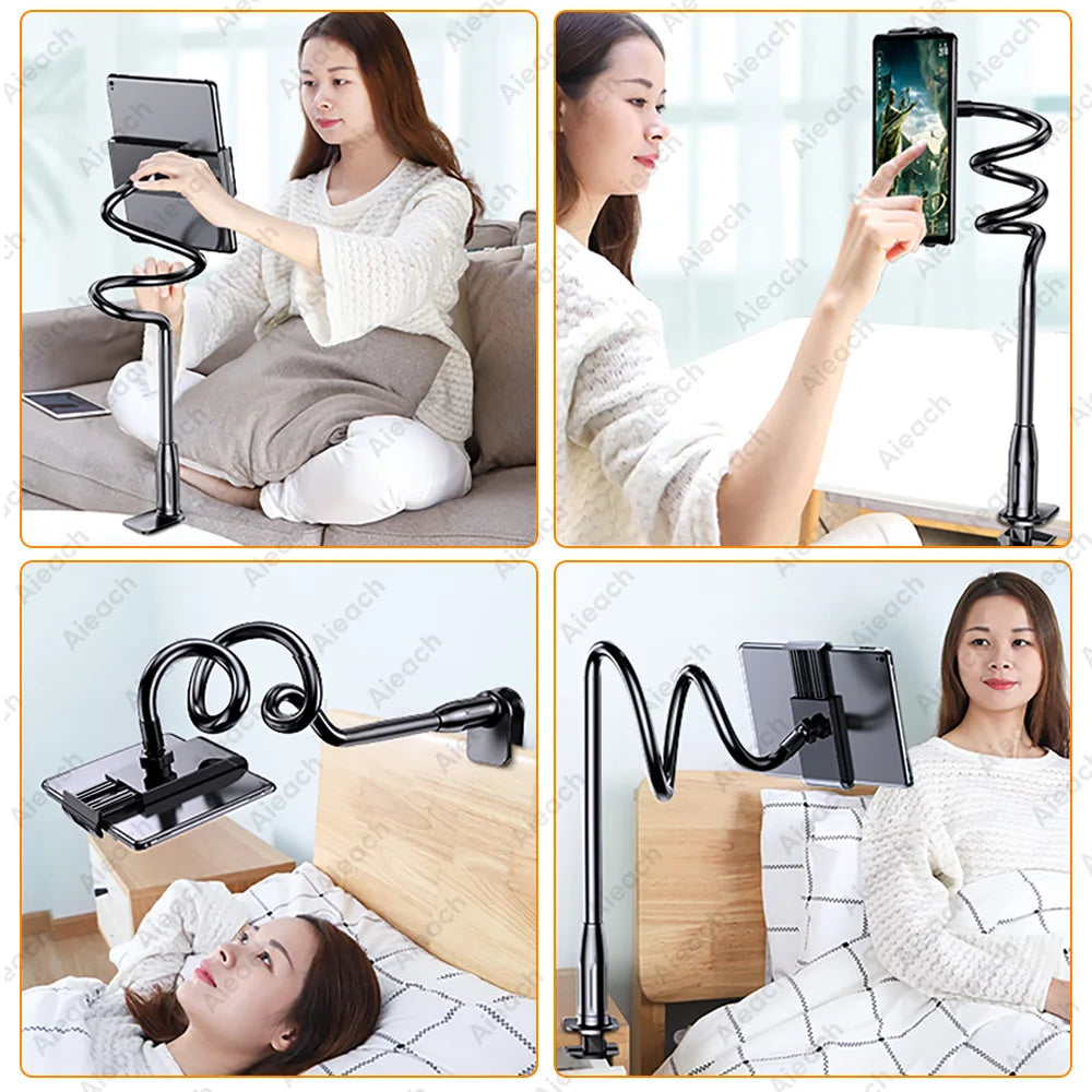 Gooseneck Tablet Stand Holder – Flexible Long Arm Clamp for Bed and Desk, Adjustable Mount for iPad, Samsung, Xiaomi (4.7-11 inch)
