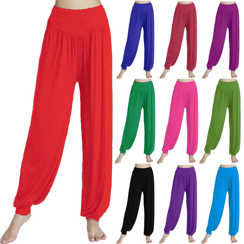 Women's Modal Dance Pants – Loose-Fit Wide-Legged Leotards for Latin & Yoga Practice, Soft Home Trousers N24