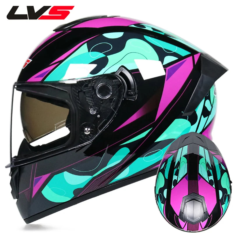 Full-Face Motorcycle Helmet — Winter Warm Double Visor Racing & Sports Motorbike Helmet