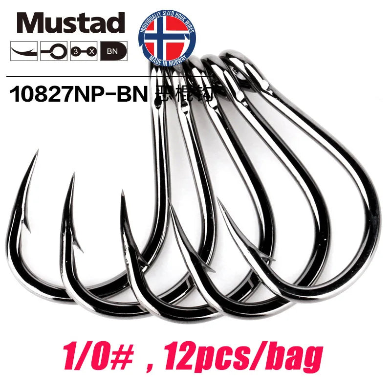 Mustad Norway Sea Fishing Hooks – Super Strong Big Circle Hooks, Sizes 1#-12/0# 10827NP-BN