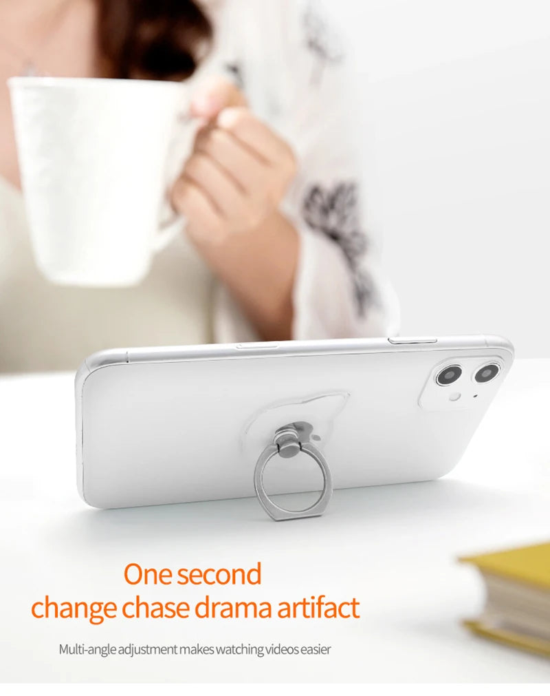 Universal Magnetic Mobile Phone Holder – Cute Finger Ring Stand, Transparent for iPhone 11, 12, XS Max