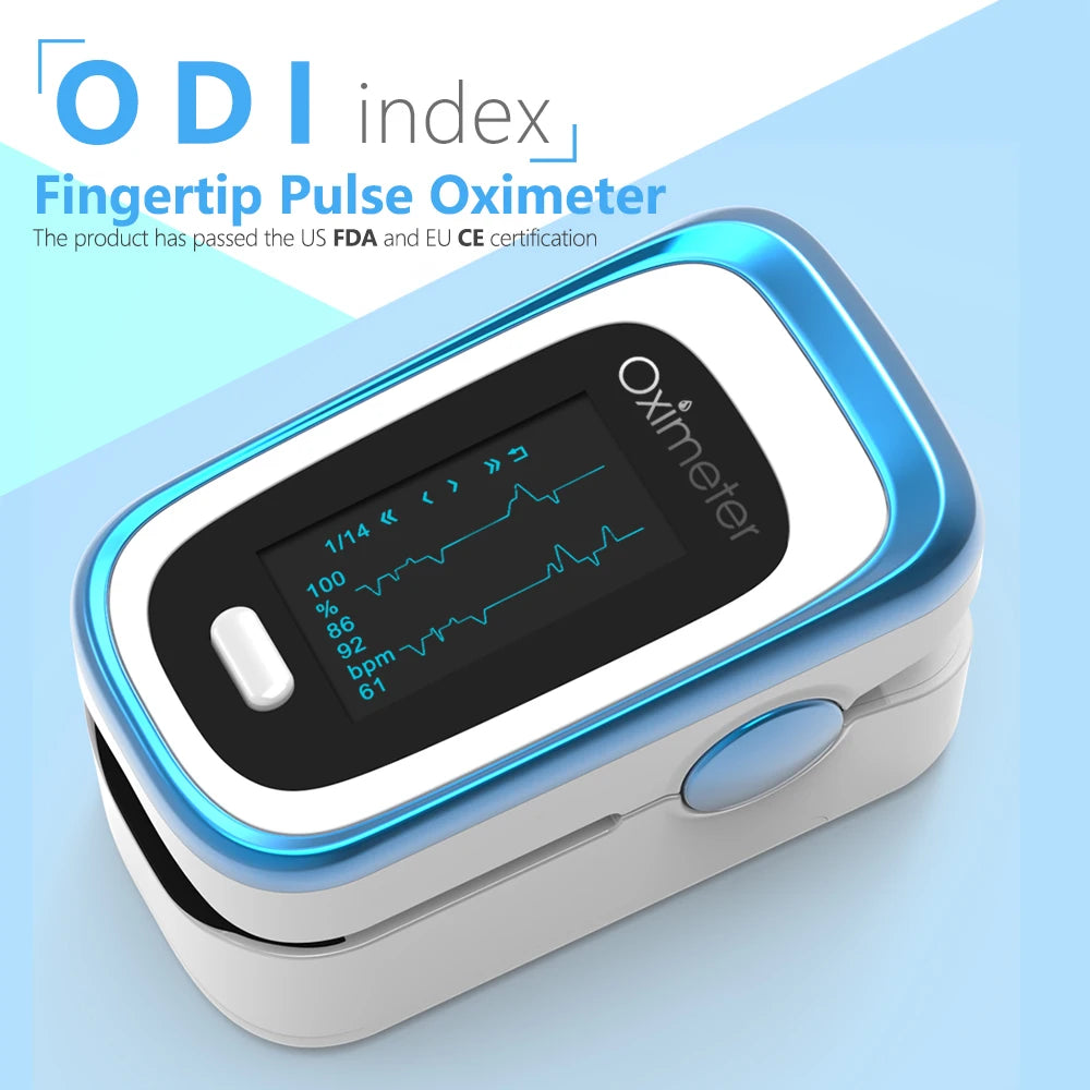 KIUZOU Finger Pulse Oximeter – SPO2, PR, PI, RR Blood Oxygen Monitor with OLED Display