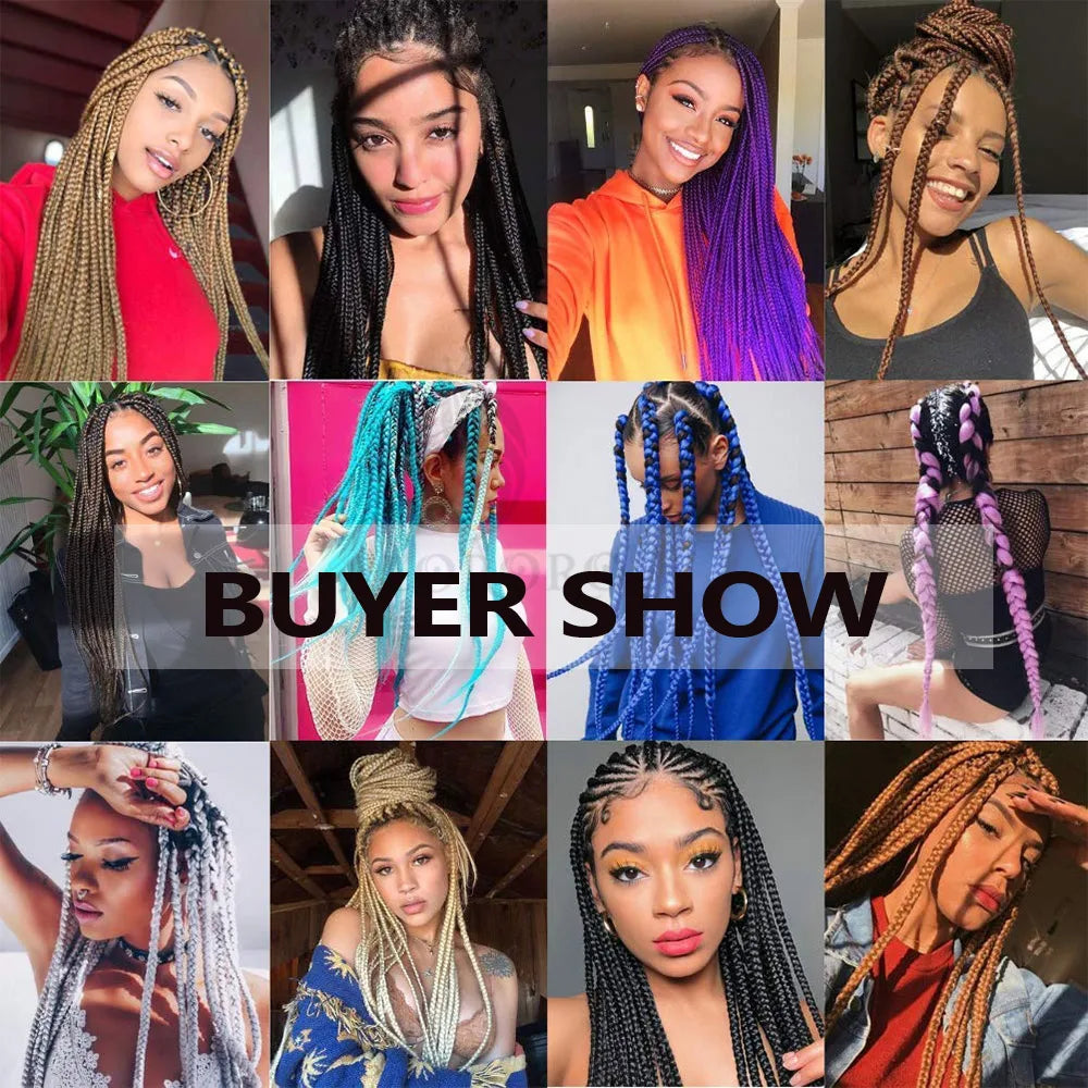 82-Inch Synthetic Braiding Hair Extensions – Jumbo Crochet Box Twist Braids in Green, Red, Pink & Yellow, Pure Color Wholesale
