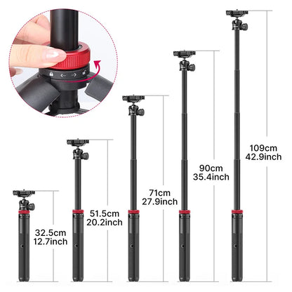 Ulanzi MT-44 1.46M Extendable Selfie Stick Tripod - with Phone Clamp for Cameras, Cellphones - Compatible with Samsung, iPhone, Huawei, Xiaomi