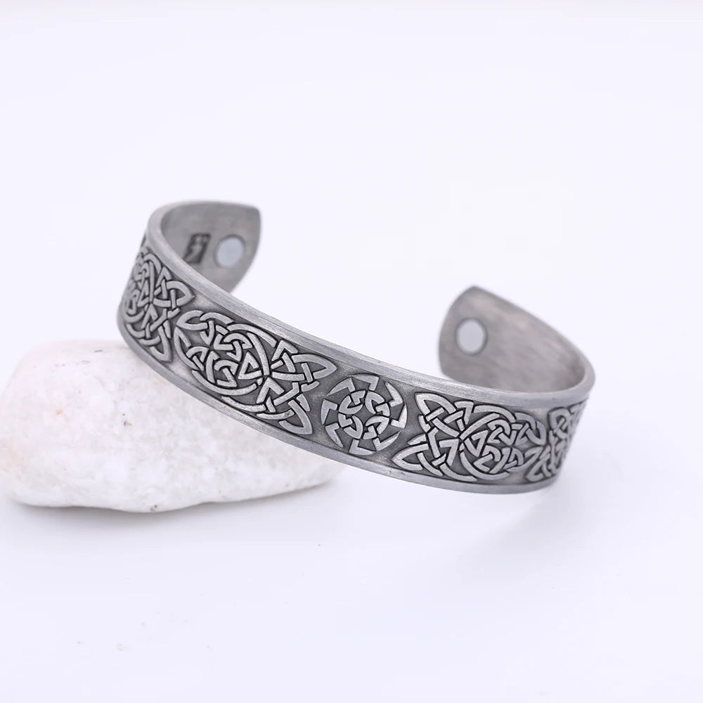 Skyrim Viking Talisman Bracelet – Tree of Life, Luck Knot Runes, Magnetic Cuff Bangle, Adjustable Unisex Jewelry