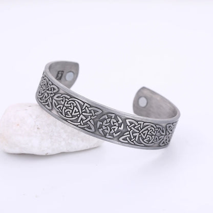 Skyrim Viking Talisman Bracelet – Tree of Life, Luck Knot Runes, Magnetic Cuff Bangle, Adjustable Unisex Jewelry