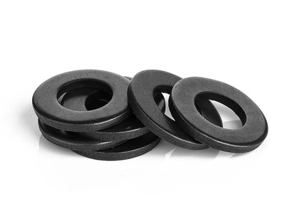 1-100pcs Black Flat Washers — M2 to M36 Carbon Steel Plain Gaskets