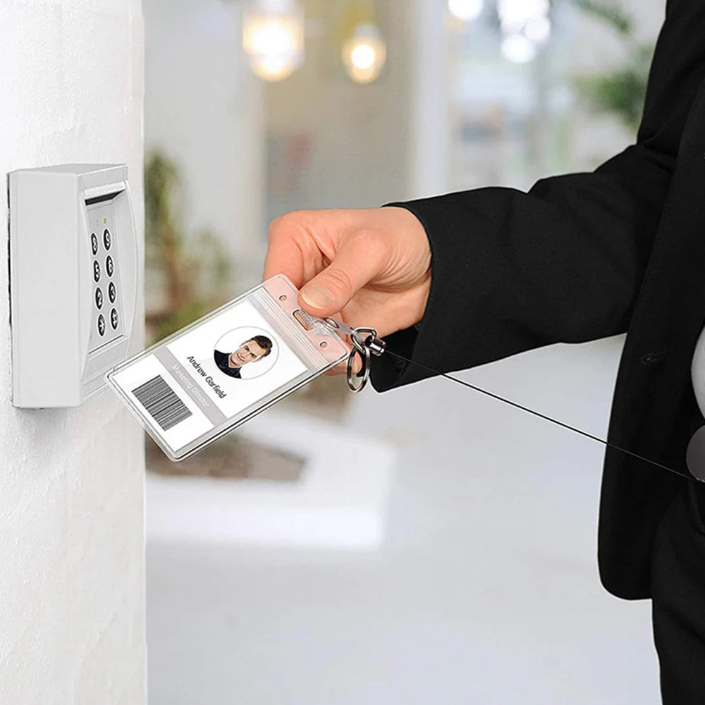 Retractable Metal Wire Keychain Badge Reel: ID Lanyard Holder with Recoil Chain Clips - Outdoor Key Ring Accessory