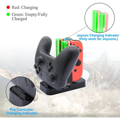 4-in-1 Charging Dock for Nintendo Switch OLED — Joy-Con & Pro Controller Charging Stand
