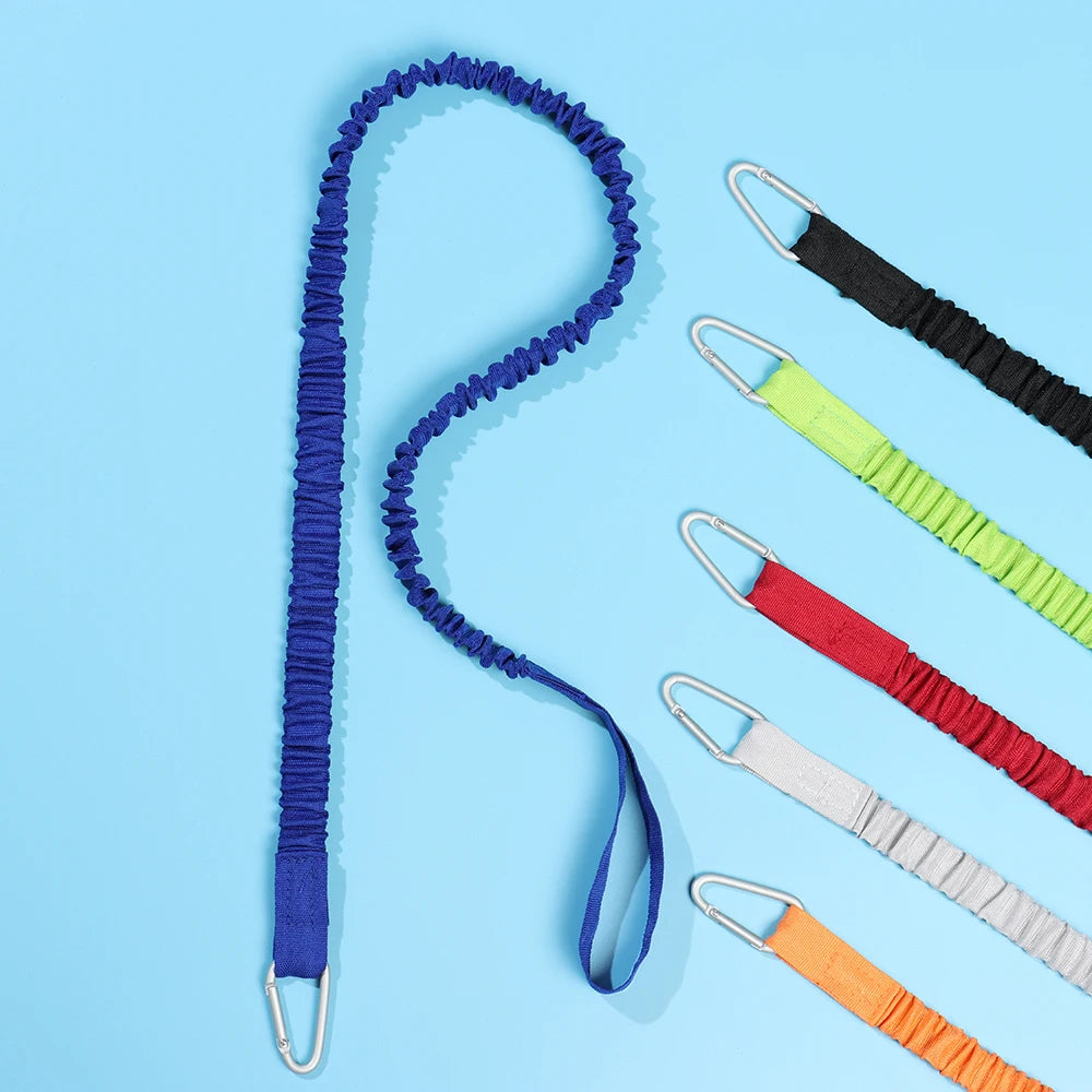 Adjustable Paddle Leash — Kayak & Surfboard Ankle Rope with Elastic Lanyard and Safety Carabiner