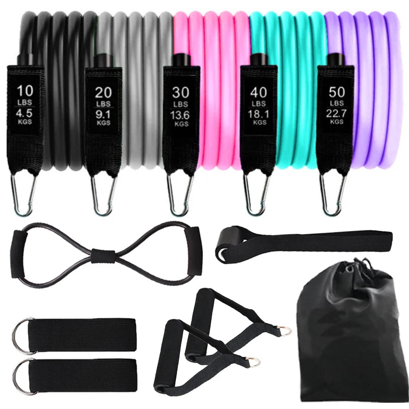 12PCS Resistance Bands Set – Professional Bodybuilding & Weight Training Equipment, Elastic Rubber Bands for Home Gym Fitness