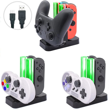 4-in-1 Charging Dock for Nintendo Switch OLED — Joy-Con & Pro Controller Charging Stand