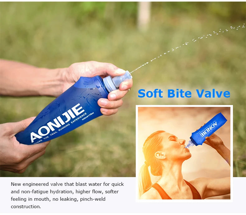 AONIJIE Soft Flask Water Bottle — 250ml/500ml Folding, Collapsible, TPU BPA-Free for Running Hydration Packs, Waist Bags & Vests (SD09/SD10)