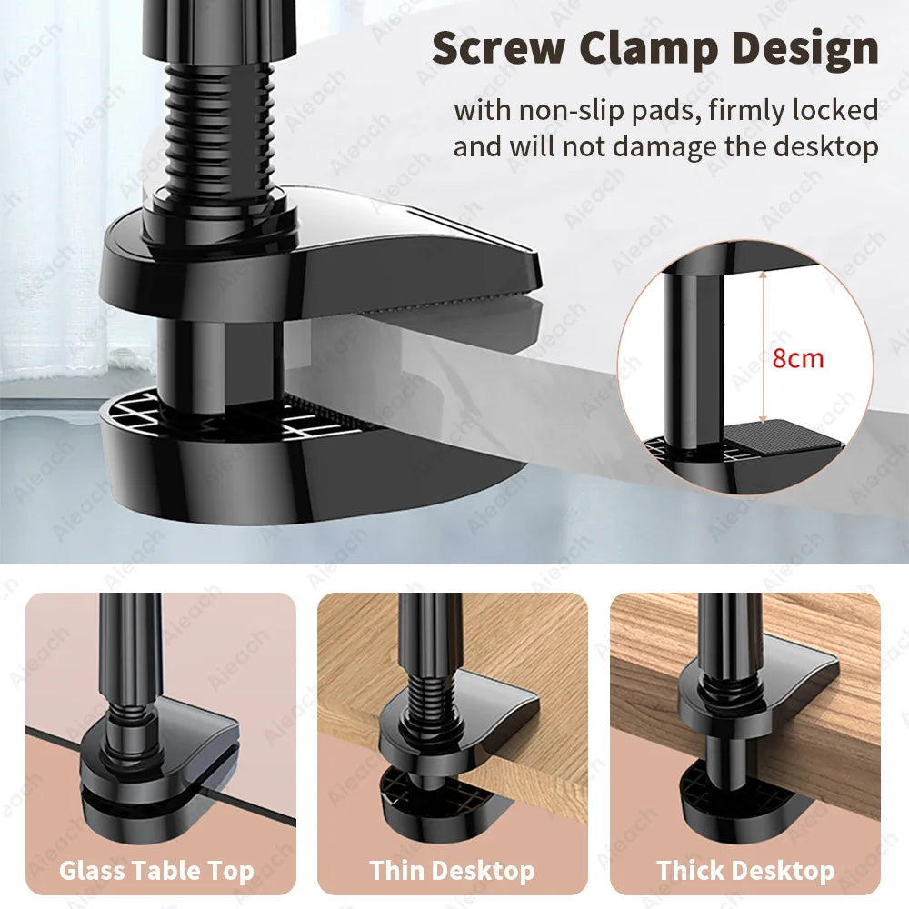 Gooseneck Tablet Stand Holder – Flexible Long Arm Clamp for Bed and Desk, Adjustable Mount for iPad, Samsung, Xiaomi (4.7-11 inch)