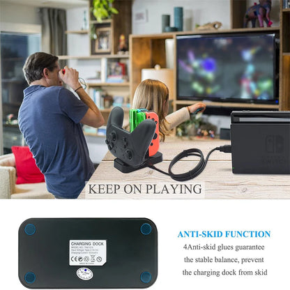 4-in-1 Charging Dock for Nintendo Switch OLED — Joy-Con & Pro Controller Charging Stand