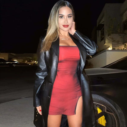 2023 Mesh Double Layer Bodycon Dress – Sexy Sleeveless Bandage Dress, Elastic Split Slim Fit Party & Clubwear for Women