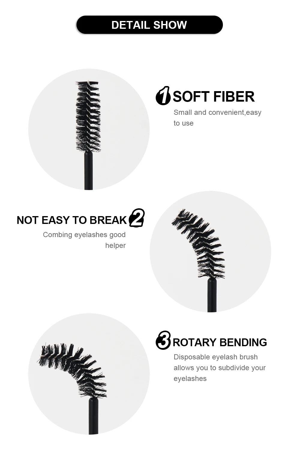 ANNAFRIS 50pcs Disposable Eyelash & Eyebrow Brushes — Soft Crystal Lash Extension Mascara Wands Makeup Tools