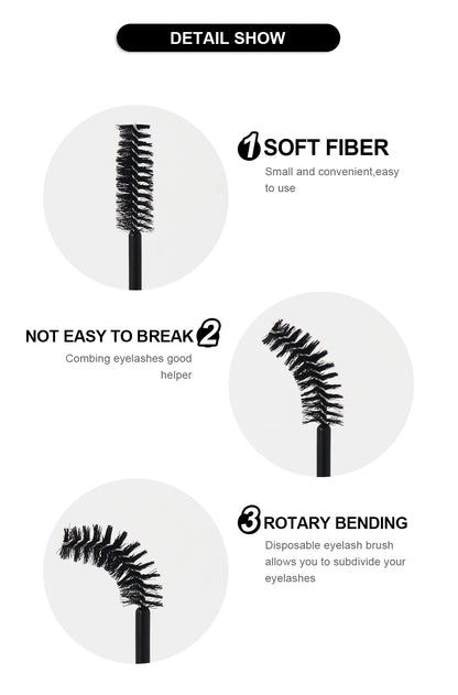 ANNAFRIS 50pcs Disposable Eyelash & Eyebrow Brushes — Soft Crystal Lash Extension Mascara Wands Makeup Tools