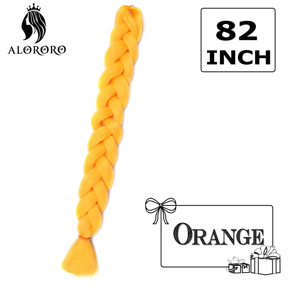 82-Inch Synthetic Braiding Hair Extensions – Jumbo Crochet Box Twist Braids in Green, Red, Pink & Yellow, Pure Color Wholesale